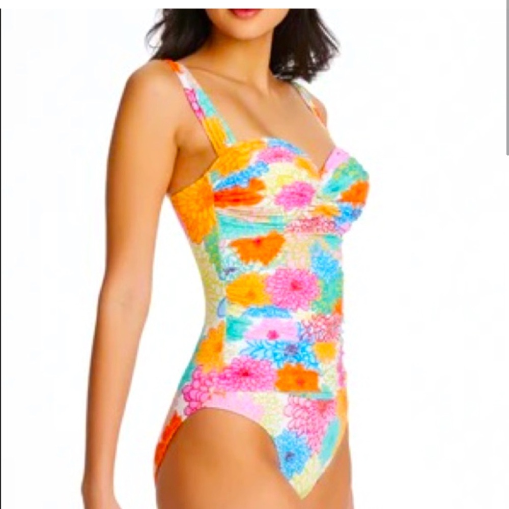 BLEU Rod Beattie SWIMSUIT, SHIRRED Slimming Tummy Control Bright Colorful $129 - Picture 9 of 15